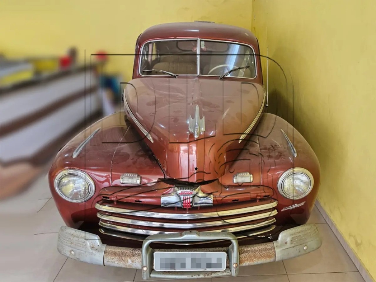 IMP/FORD COUPÊ 1946, PLACA  IBV1946, COR VERMELHO/BORDO