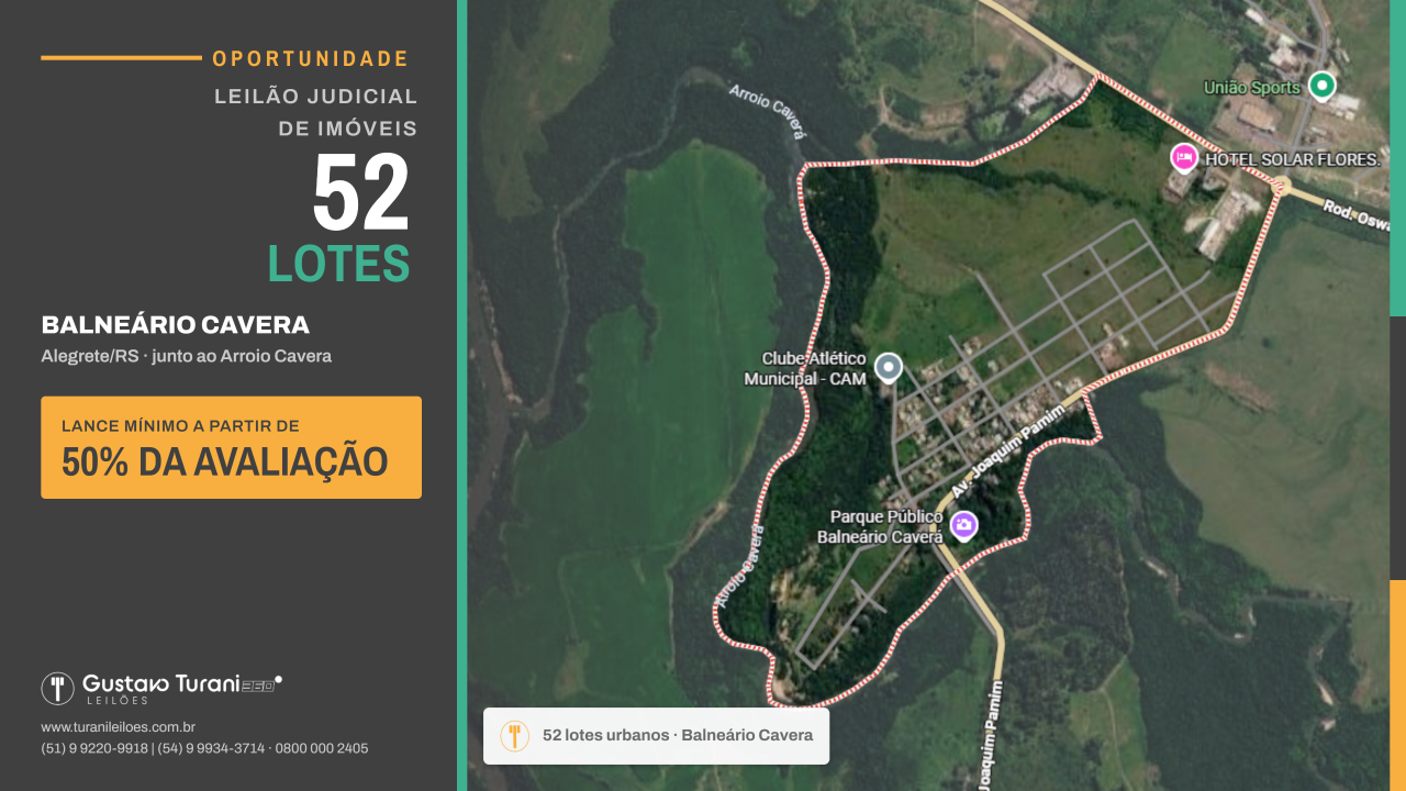 OPORTUNIDADE EM BALNEÁRIO CAVERA - ALEGRETE/RS [52 LOTES]